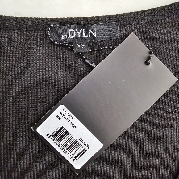By.Dyln Wyatt Ribbed Long Sleeve Crop Top Black Size XS NWT Revolve - Picture 5 of 10